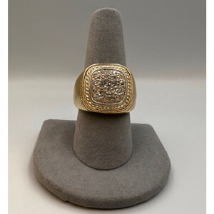 Men’s Gold-Tone Cubic Zirconia Cluster Ring – Size 7.5